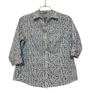 Chico's Wrinkle Resistant Blue Dot Blouse, Size 1